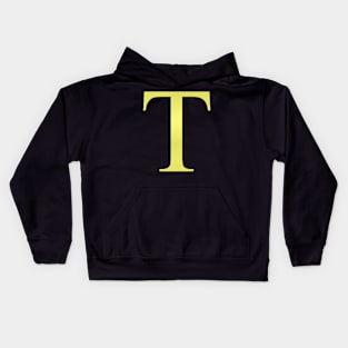 The Letter T in Shadowed Gold Kids Hoodie